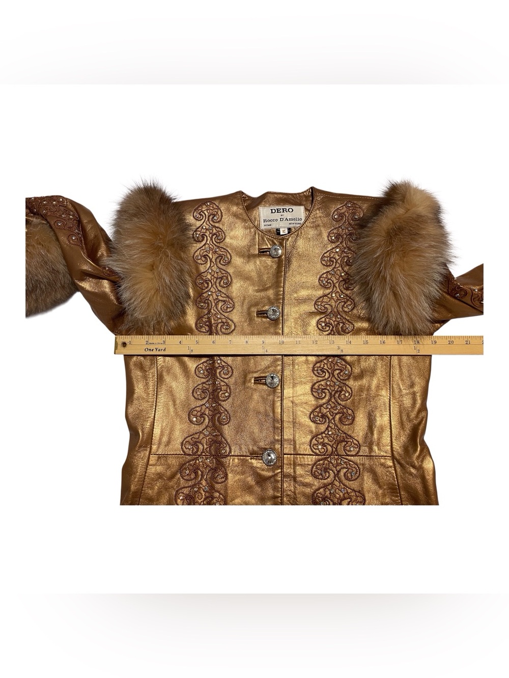 Vintage Dero by Rocco D'Amelio Women's Metalic Copper Fur Jacket,M - Picture 13 of 14